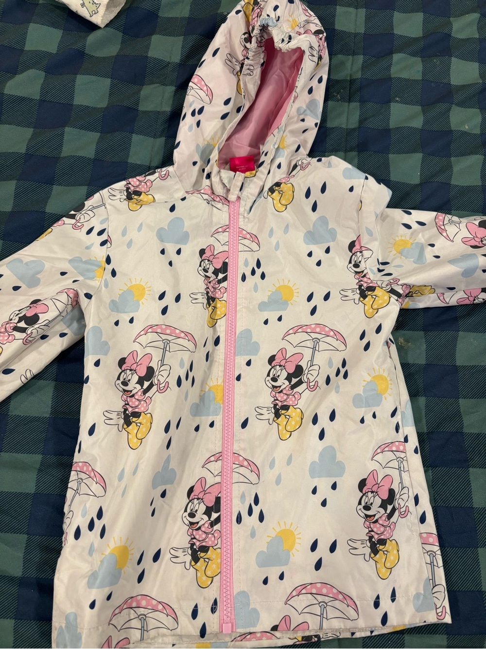 Disney Minnie Mouse White and Pink Hooded Rain Jacket